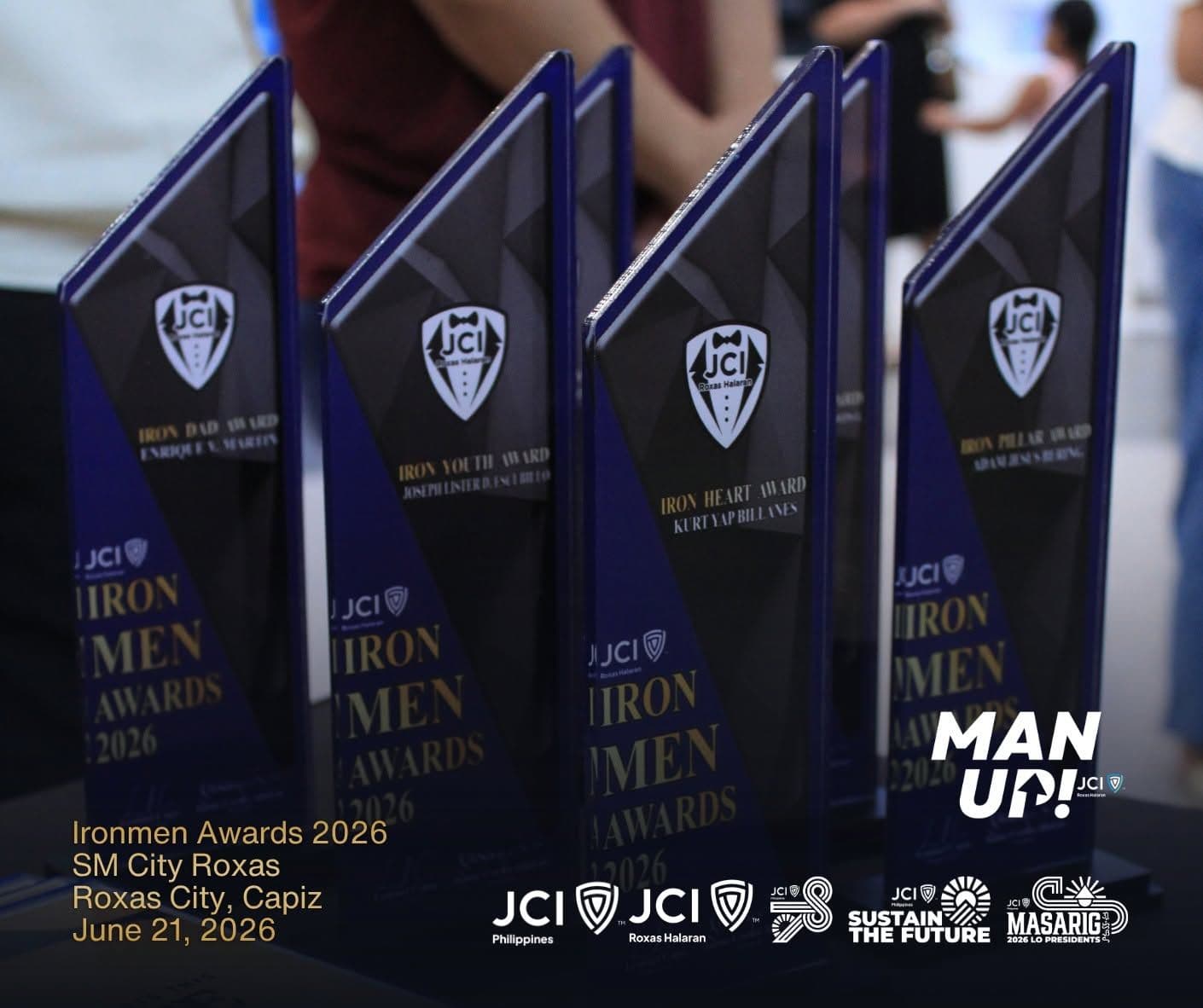 IRONMEN Awards 2026 trophies lined up at SM City Roxas